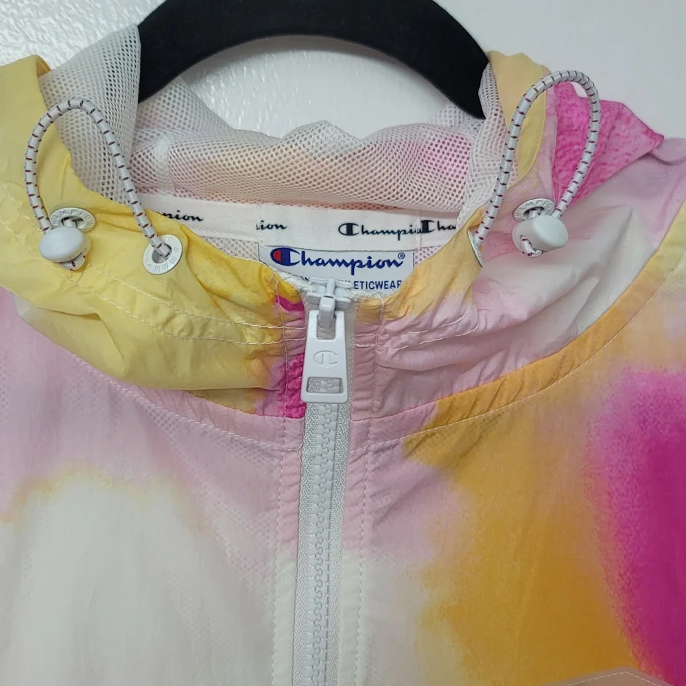 Champion Women's Tie Dye Anorak Jacket Pink Yellow NWT - Picture 8 of 15